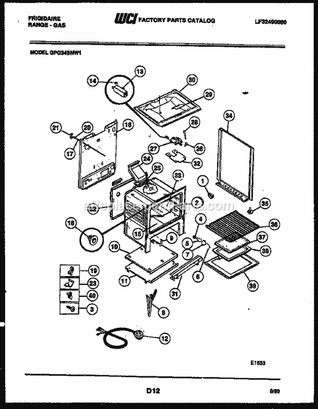 Frigidaire GPG34BNW1 Freestanding, Gas Range Gas Body Parts Diagram