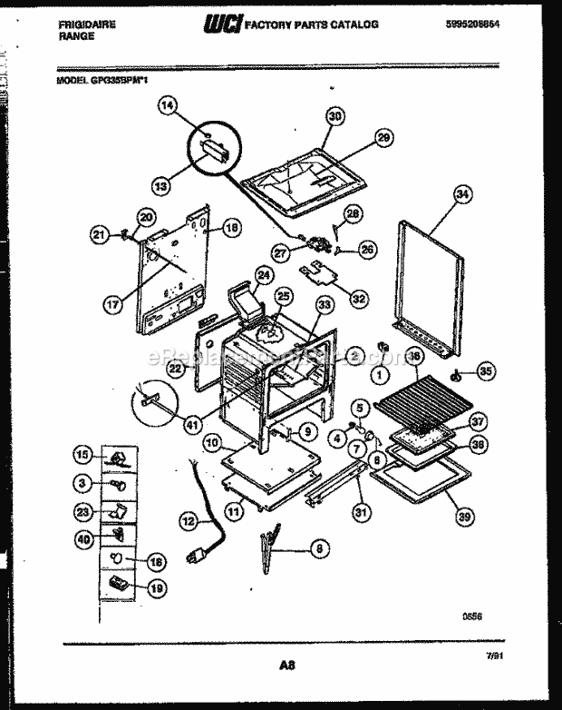 Frigidaire GPG35BPM1 Freestanding, Gas Range Gas Body Parts Diagram