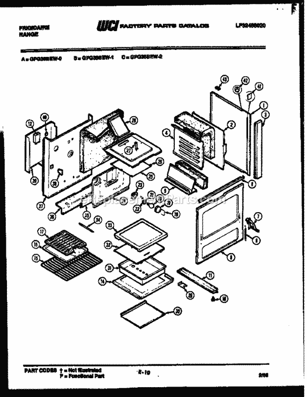 Frigidaire GPG38BEW0 Freestanding, Gas Range Gas Body Parts Diagram