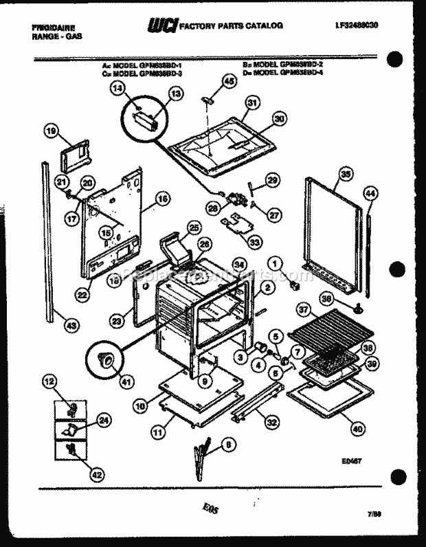 Frigidaire GPM638BDL2 Range Microwave Combo, Electric Range Gas Lower Body Parts Diagram