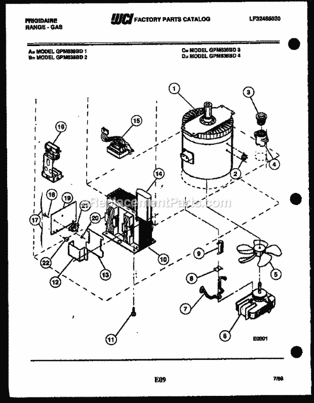 Frigidaire GPM638BDL2 Range Microwave Combo, Electric Range Gas Power Control Diagram