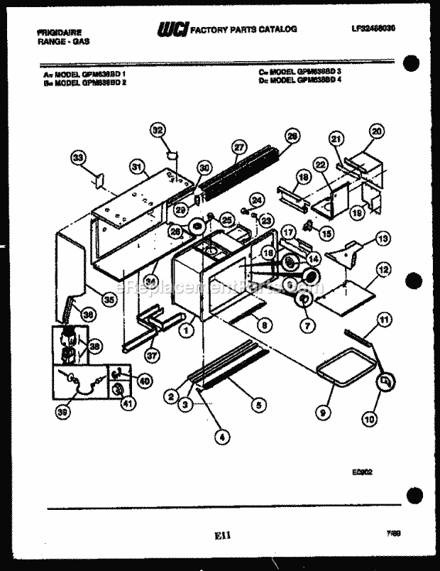 Frigidaire GPM638BDW2 Range Microwave Combo, Electric Range Gas Upper Body Parts Diagram