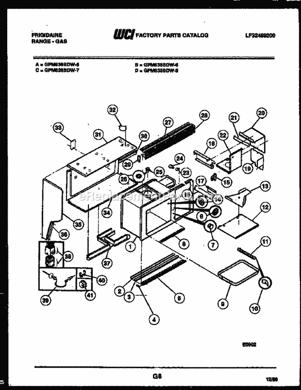 Frigidaire GPM638BDW6 Range Microwave Combo, Electric Range Gas Upper Body Parts Diagram