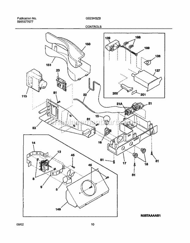 Frigidaire GS23HSZBB1 Side-By-Side Sxs Refrigerator Controls Diagram