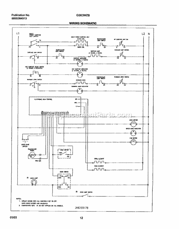 Frigidaire GSE3WZBBB Freestanding, Electric Electric Range Page G Diagram