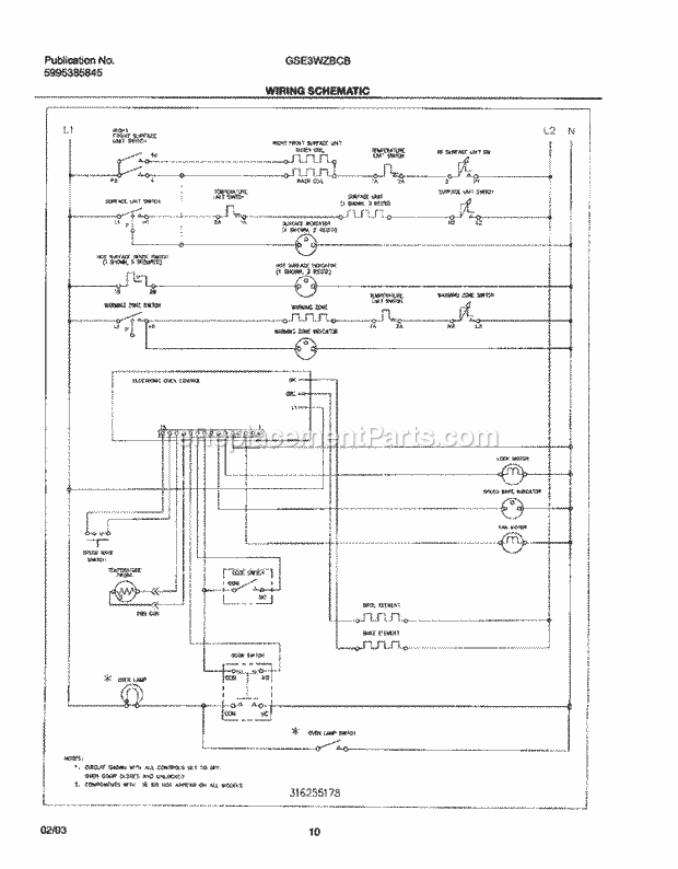 Frigidaire GSE3WZBCB Freestanding, Electric Electric Range Page G Diagram