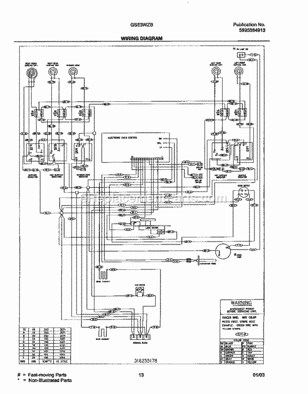 Frigidaire GSE3WZBQB Freestanding, Electric Electric Range Page F Diagram