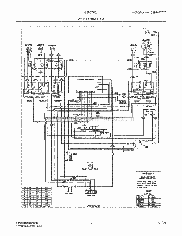 Frigidaire GSE3WZCBC Freestanding, Electric Electric Range Page F Diagram