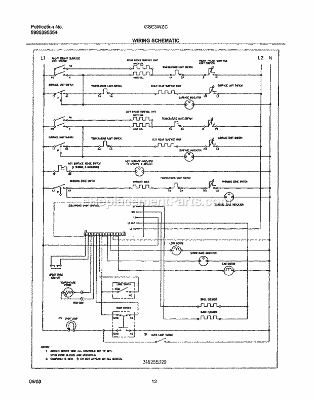 Frigidaire GSE3WZCSB Freestanding, Electric Electric Range Page G Diagram