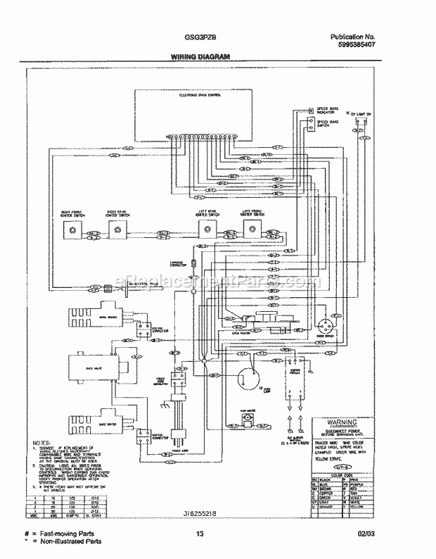 Frigidaire GSG3PZBQC Freestanding, Gas Gas Range Page G Diagram