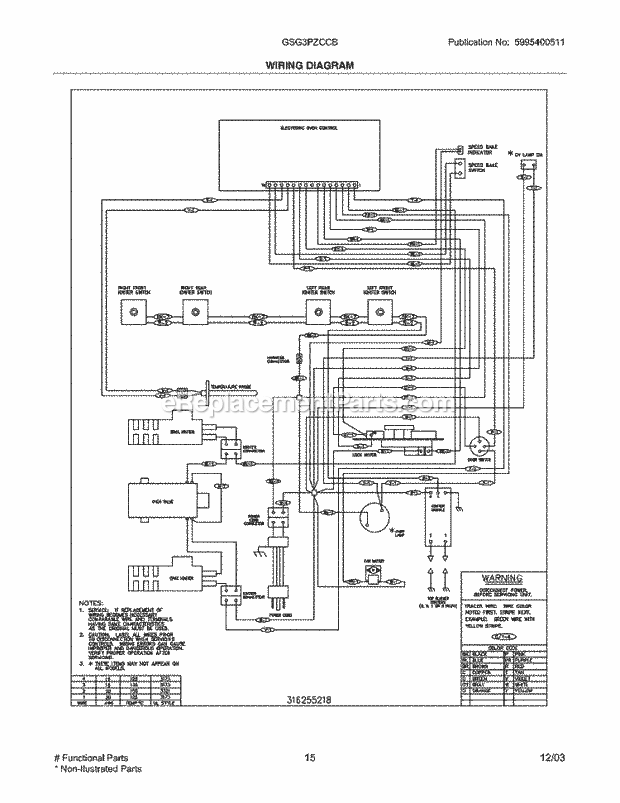 Frigidaire GSG3PZCCB Freestanding, Gas Gas Range Page G Diagram