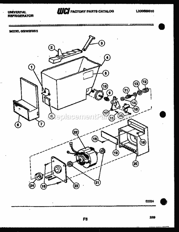 Frigidaire GSIW36BH1 Side-By-Side Refrigerator Side by Side Ice Dispenser Diagram