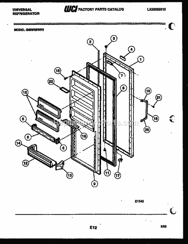 Frigidaire GSIW36BH1 Side-By-Side Refrigerator Side by Side Refrigerator Door Parts Diagram