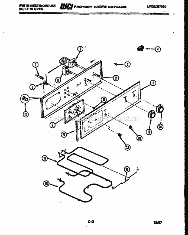 Frigidaire KB122G4 Wwh(V5) / Built Broiler Parts and Control Panel Diagram