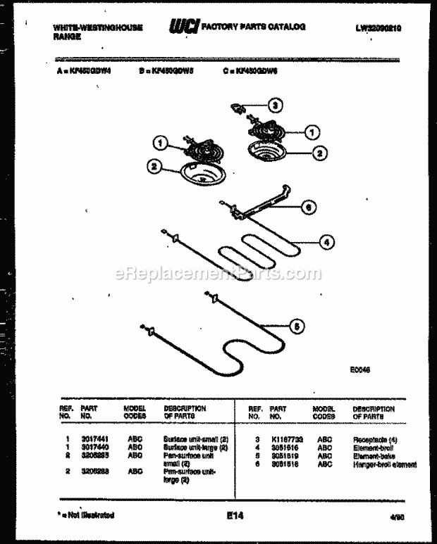 Frigidaire KF450GDH4 Wwh(V4) / Electric Range Broiler Parts Diagram