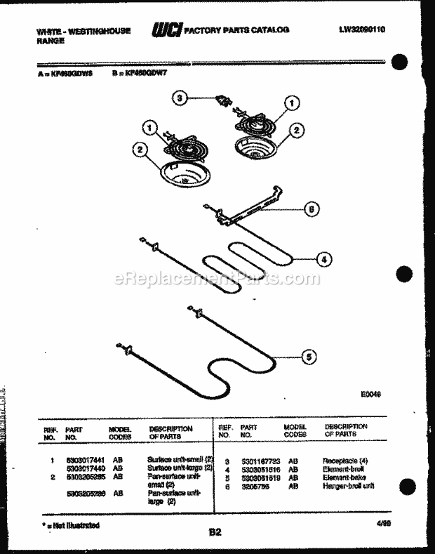 Frigidaire KF460GDV7 Wwh(V8) / Electric Range Broiler Parts Diagram