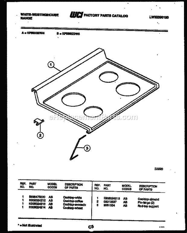 Frigidaire KF560GDF5 Wwh(V7) / Electric Range Cooktop Parts Diagram