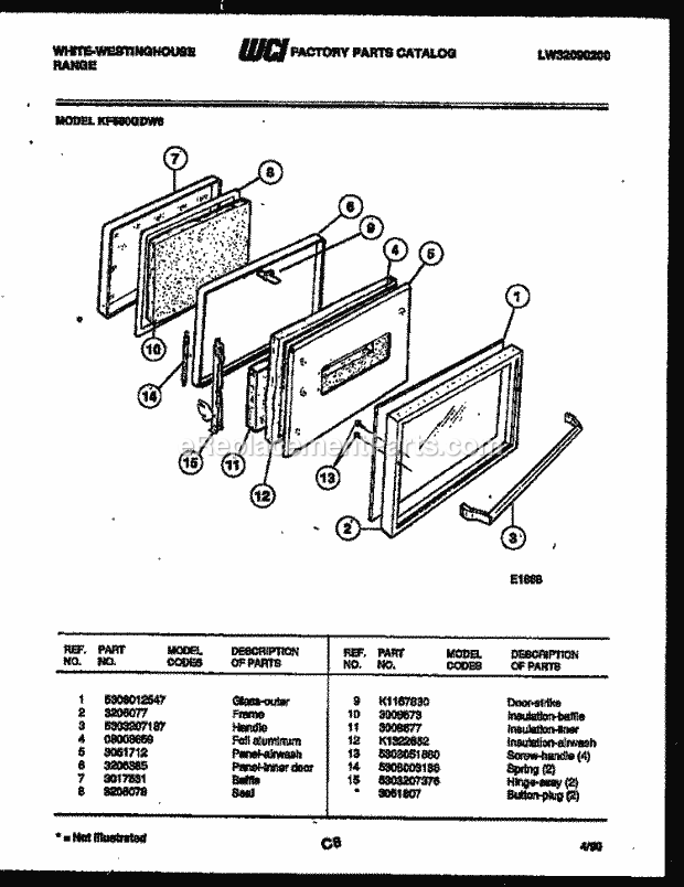 Frigidaire KF560GDF6 Wwh(V2) / Electric Range Door Parts Diagram