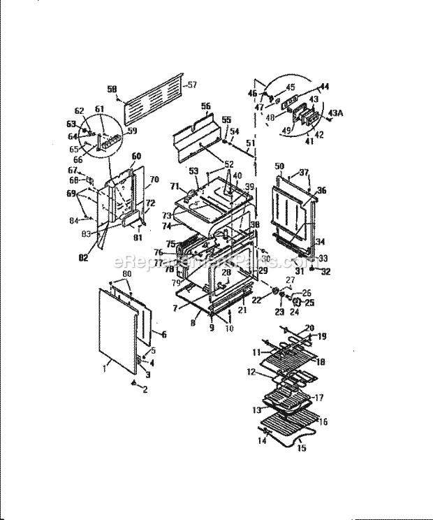 Frigidaire KF560GDH2 Wwh(V3) / Electric Stove W/ Self Clean Oven Body, Side Panels Diagram