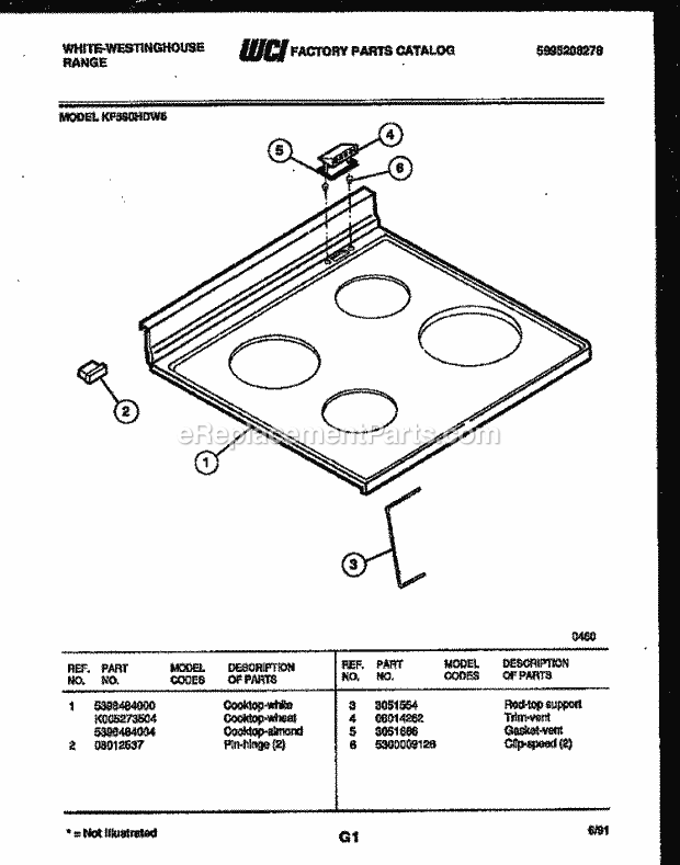 Frigidaire KF590HDH6 Wwh(V2) / Electric Range Cooktop Parts Diagram