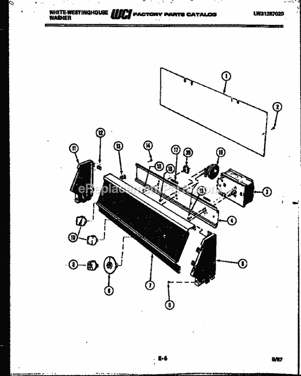 Frigidaire LA400JXD4 Wwh(V1) / Top Load Washer Console and Control Parts Diagram