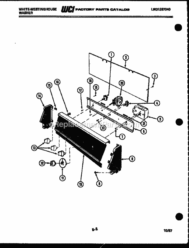 Frigidaire LA640JXW4 Wwh(V2) / Top Load Washer Console and Control Parts Diagram