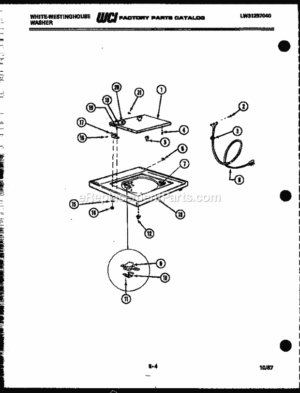 Frigidaire LA640JXW4 Wwh(V2) / Top Load Washer Top and Miscellaneous Parts Diagram