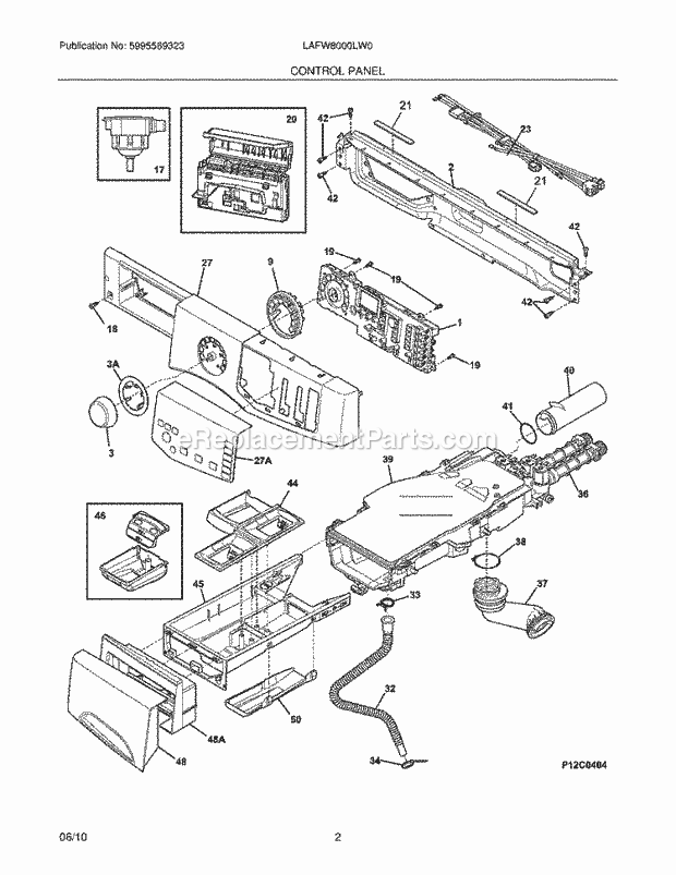 Frigidaire LAFW8000LW0 Washer Control Panel Diagram