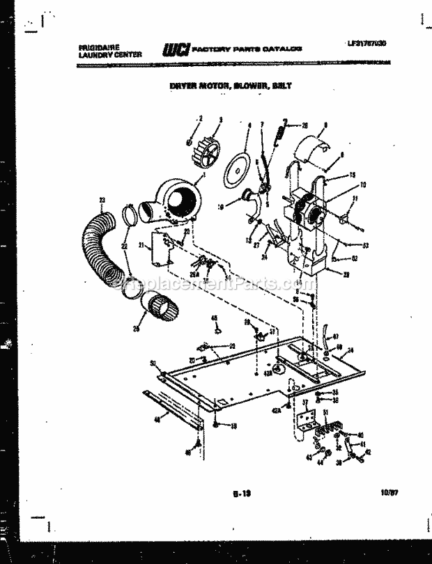 Frigidaire LC248EL0 Laundry Center Dryer Motor, Blower and Belt Diagram