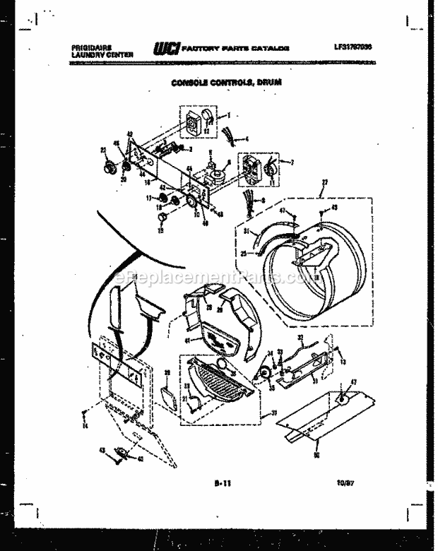 Frigidaire LC248EW0 Laundry Center Console, Control and Drum Diagram