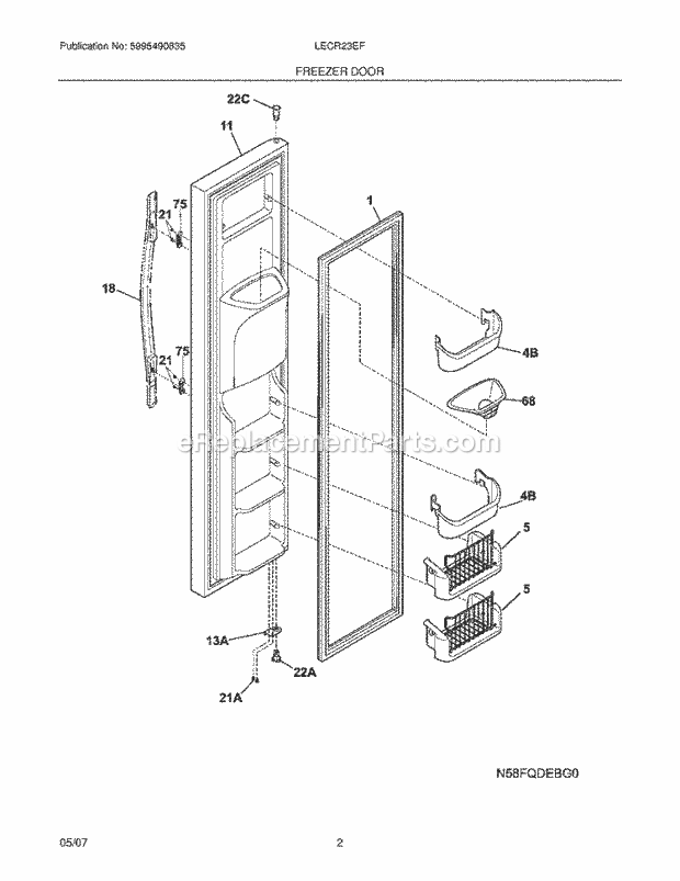 Frigidaire LECR23EFE1 Side-By-Side Refrigerator Freezer Door Diagram