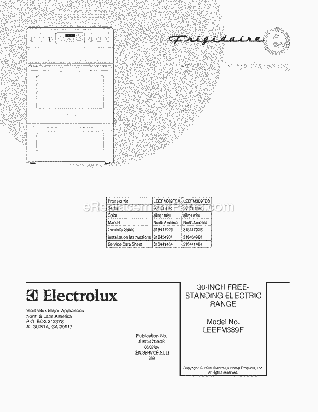 Frigidaire LEEFM389FEB Freestanding, Electric Electric Range Page C Diagram