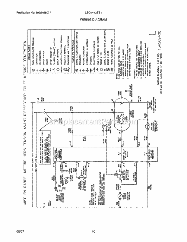 Frigidaire LEQ1442ES1 Residential Dryer Page F Diagram