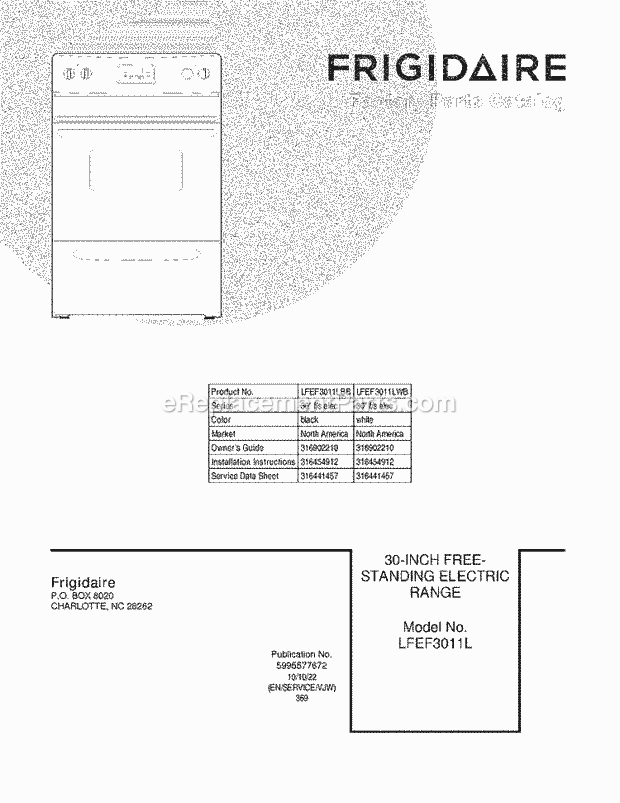 Frigidaire LFEF3011LWB Range Page C Diagram