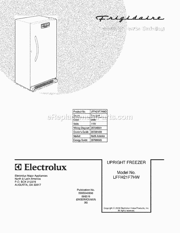 Frigidaire LFFH21F7HWD Freezer Page B Diagram