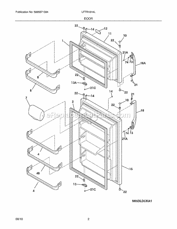 Frigidaire LFTR1814LB1 Refrigerator Door Diagram