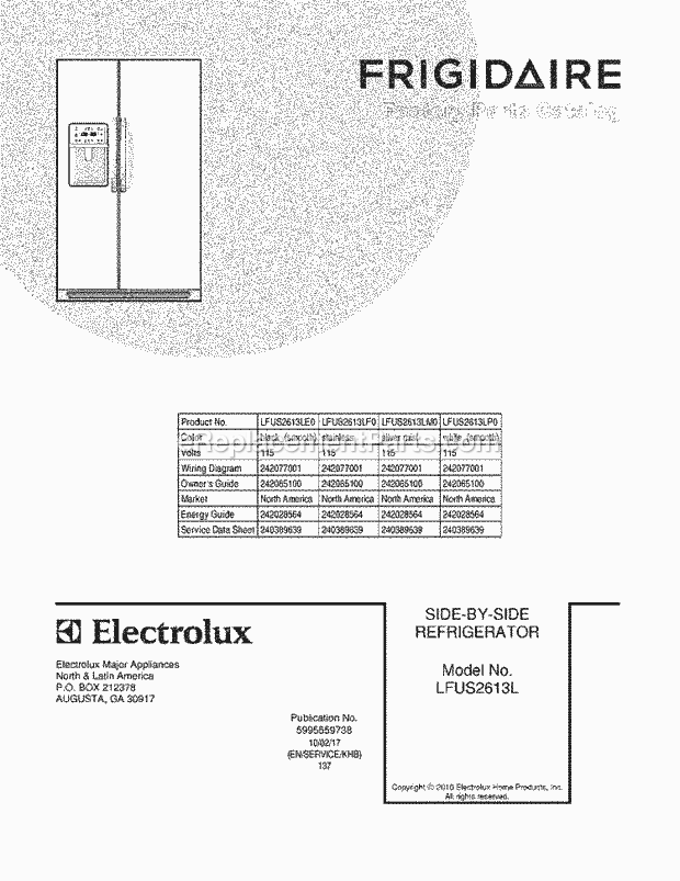 Frigidaire LFUS2613LE0 Refrigerator Page C Diagram