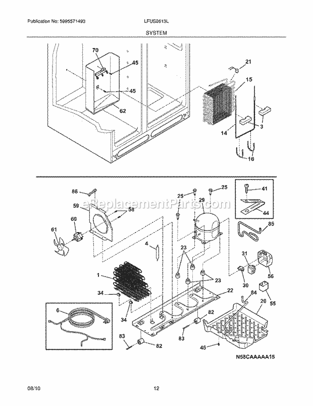 Frigidaire LFUS2613LE1 Refrigerator System Diagram