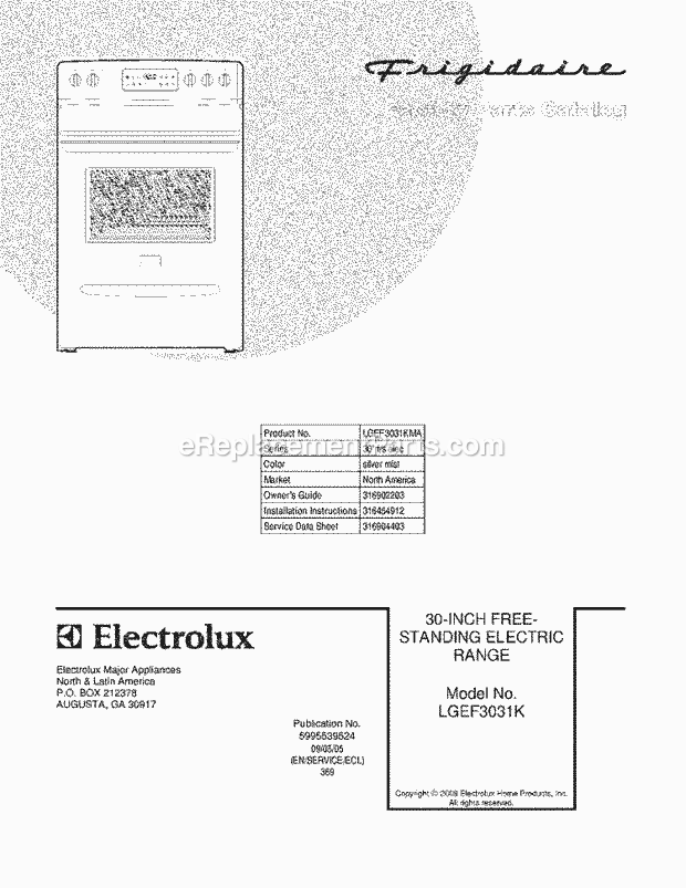 Frigidaire LGEF3031KMA Range Page C Diagram