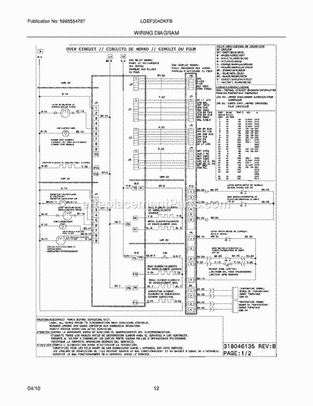 Frigidaire LGEF304DKFB Range Page G Diagram