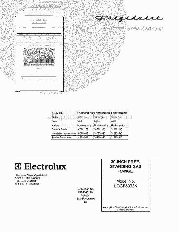 Frigidaire LGGF3032KBB Range Page D Diagram