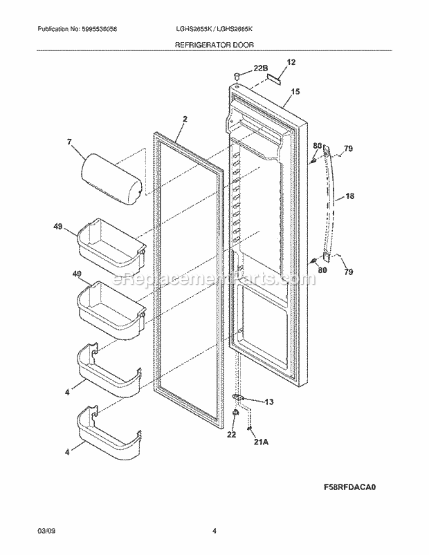 Frigidaire LGHS2655KE0 Refrigerator Refrigerator Door Diagram