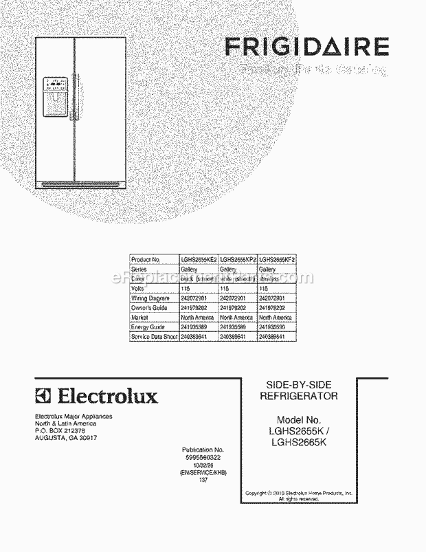 Frigidaire LGHS2655KE2 Refrigerator Page C Diagram