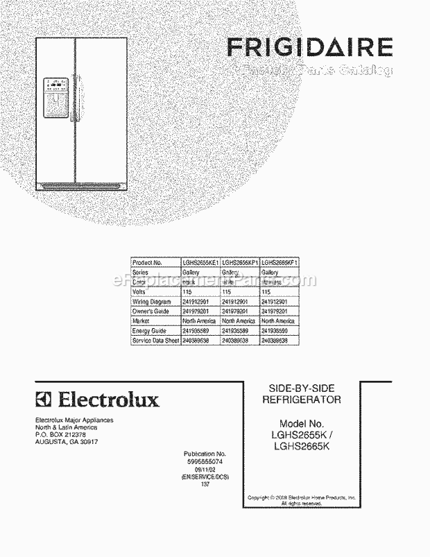 Frigidaire LGHS2655KP1 Refrigerator Page C Diagram