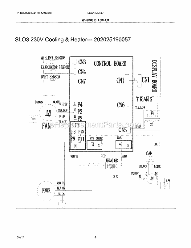 Frigidaire LRA12HZU210 Room Air Conditioner Page C Diagram