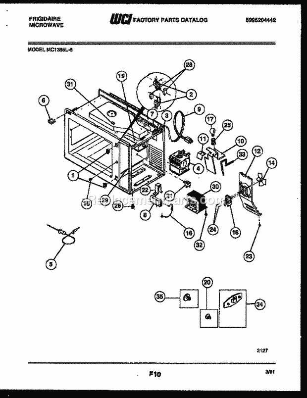 Frigidaire MC1355L5 Table Top Microwave Functional Parts Diagram
