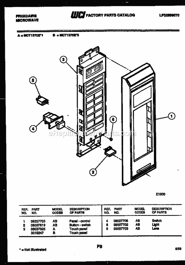 Frigidaire MCT137OEL3 Frg(V4) / Microwave Control Panel Diagram