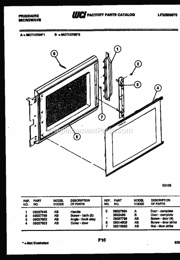 Frigidaire MCT137OEL3 Frg(V4) / Microwave Door Parts Diagram