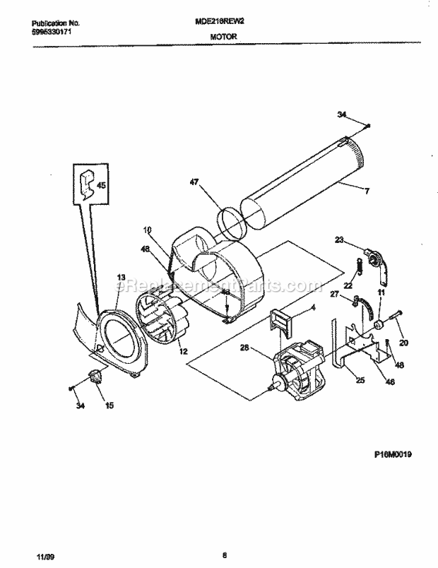 Frigidaire MDE216REW2 Frg(V0) / Dryer Motor Diagram