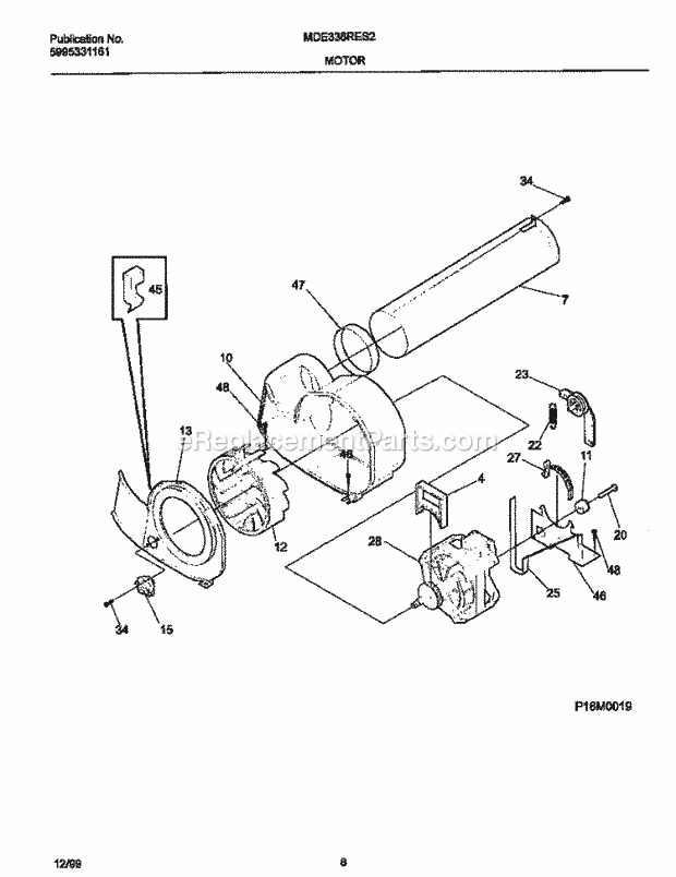 Frigidaire MDE336RES2 Frg(V0) / Dryer Motor, Blower Diagram